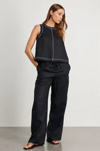 Cotton Linen Vest Two Piece Set