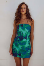 Strapless Floral Print Bodycon Mini Dress