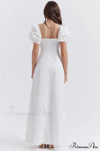 Felizia White Stylish Puff Sleeve Sundress