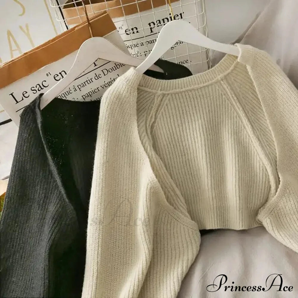 Solid Casual Short Knitted Cardigans