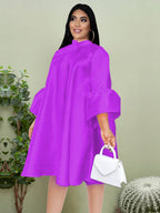 Flare Sleeve Graceful Stamping Dress