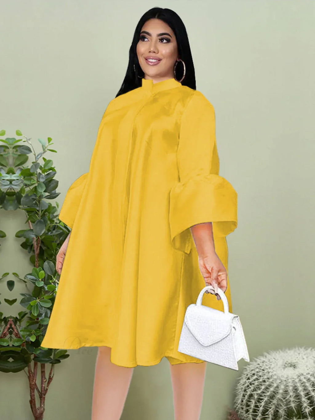 Flare Sleeve Graceful Stamping Dress