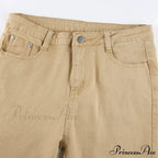 Flared High Black Jeans And In Waist Brown For Khaki Women