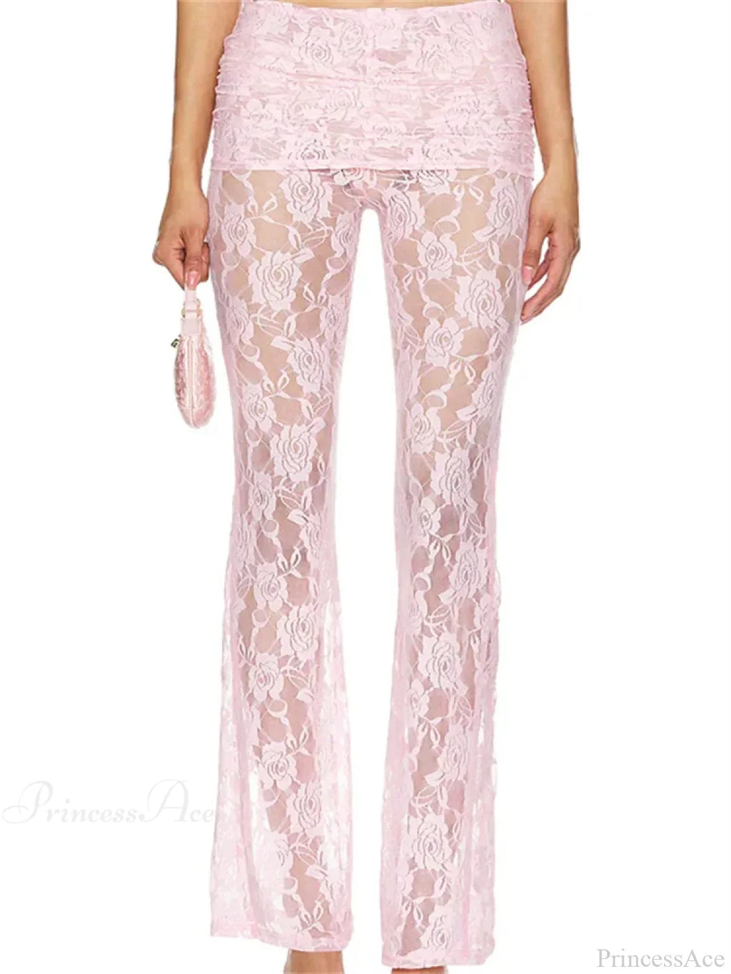 Flared Leg Lace See-Through Bootcut Pant