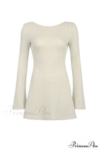 Flares Sleeve Backless Cable Knit Dress