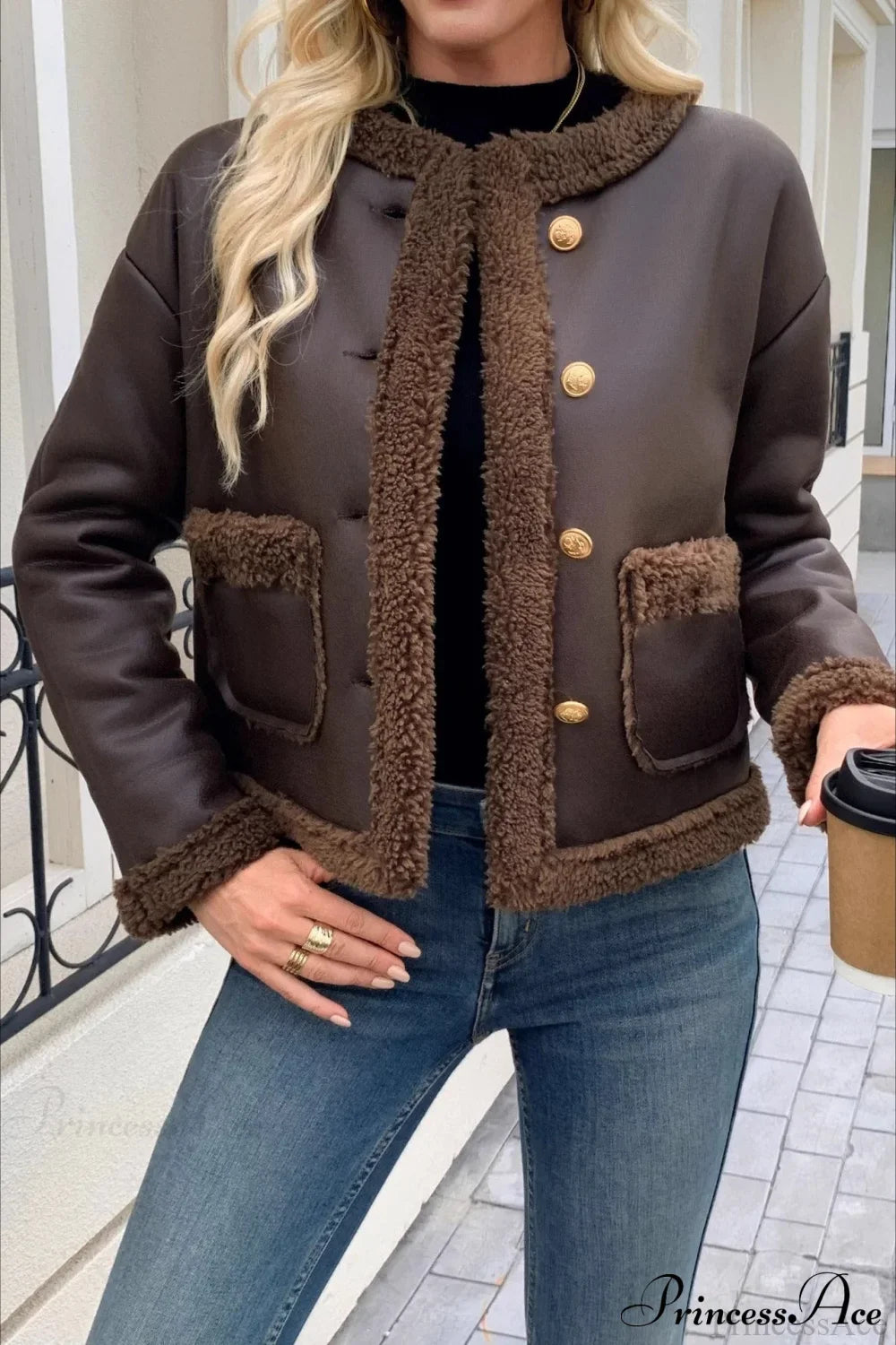 Fleece Collar Warm Casual Coat