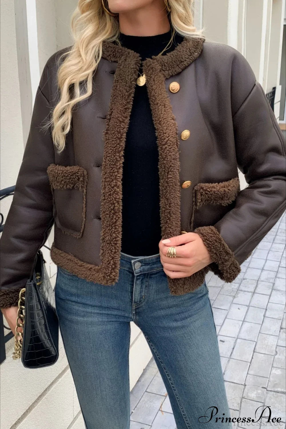 Fleece Collar Warm Casual Coat