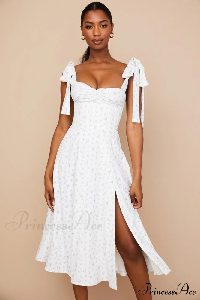 Fleur De Paris Charming Floral Split Midi Dress