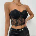 Floral Backless Strapless Crop Top