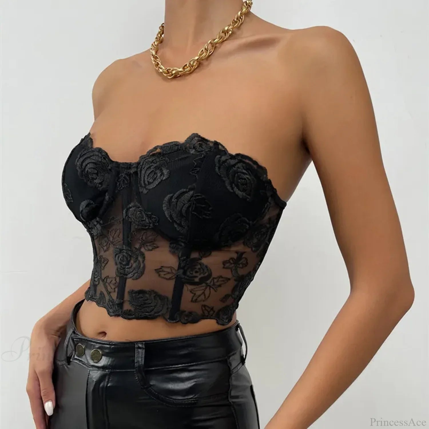 Floral Backless Strapless Crop Top