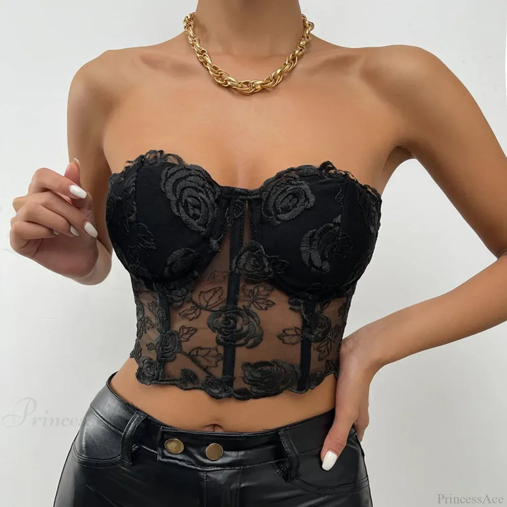 Floral Backless Strapless Crop Top