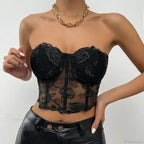 Floral Backless Strapless Crop Top