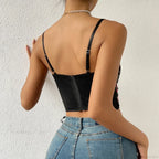 Floral Bustier Crop Top With Buckle Halter Tank