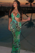 Floral Hollow Backless Tie Bodycon Maxi Dress