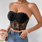 Floral Lace Backless Short Y2K Crop Top