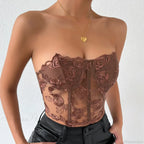 Floral Lace Backless Short Y2K Crop Top