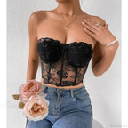 Floral Lace Backless Short Y2K Crop Top