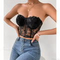 Floral Lace Backless Short Y2K Crop Top
