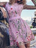 Floral Mini Dress With Long Sleeves