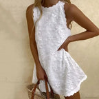 Floral Off-Shoulder Embroidery Loose Hem Dress