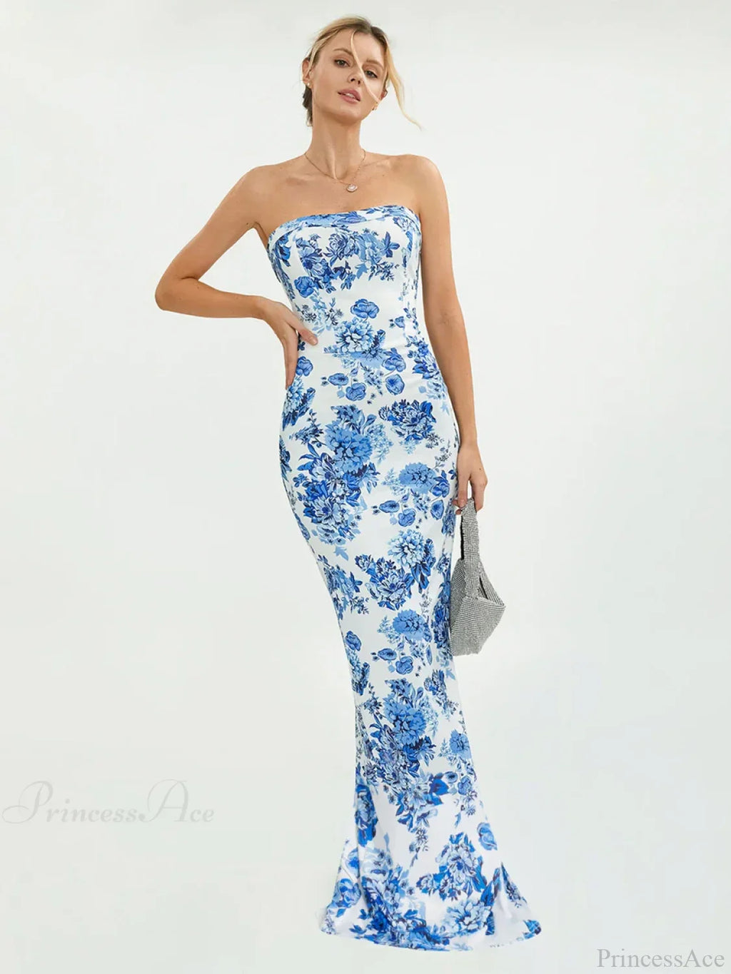Floral Off-Shoulder Tube Bandeau Slit Bodycon Beach Holiday Dress