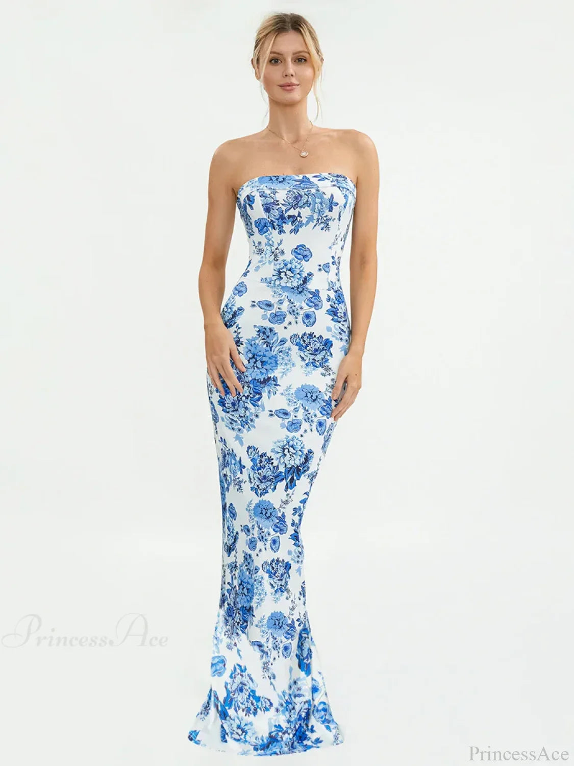 Floral Off-Shoulder Tube Bandeau Slit Bodycon Beach Holiday Dress