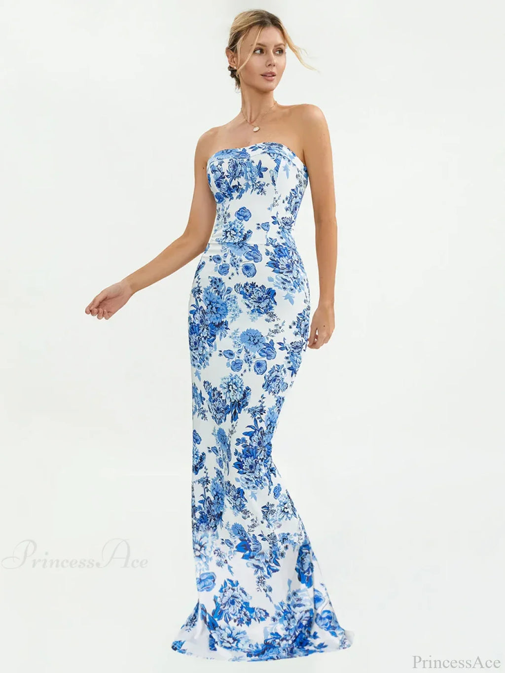Floral Off-Shoulder Tube Bandeau Slit Bodycon Beach Holiday Dress
