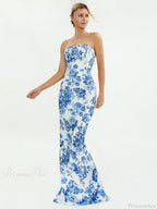 Floral Off-Shoulder Tube Bandeau Slit Bodycon Beach Holiday Dress