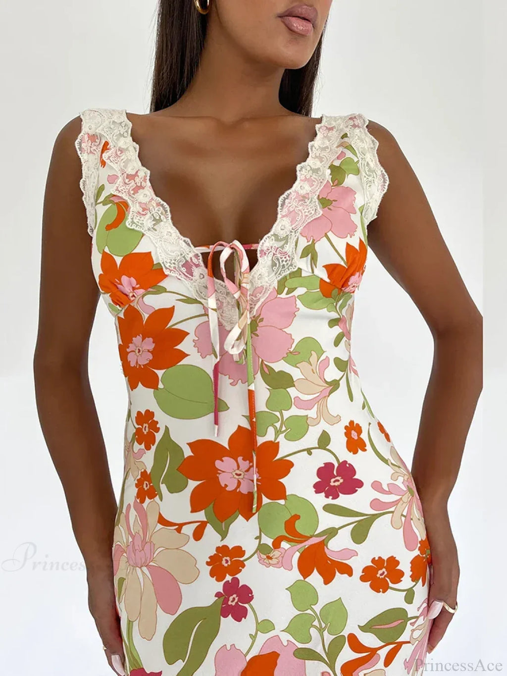 Floral Print Backless V-Neck Bodycon Maxi Dress