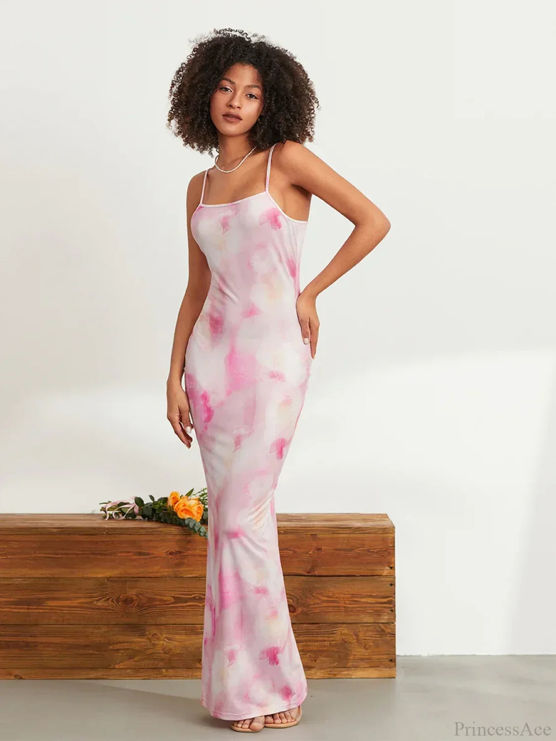 Floral Print Spaghetti Strap Bodycon Wrap Slip Sundress Dress