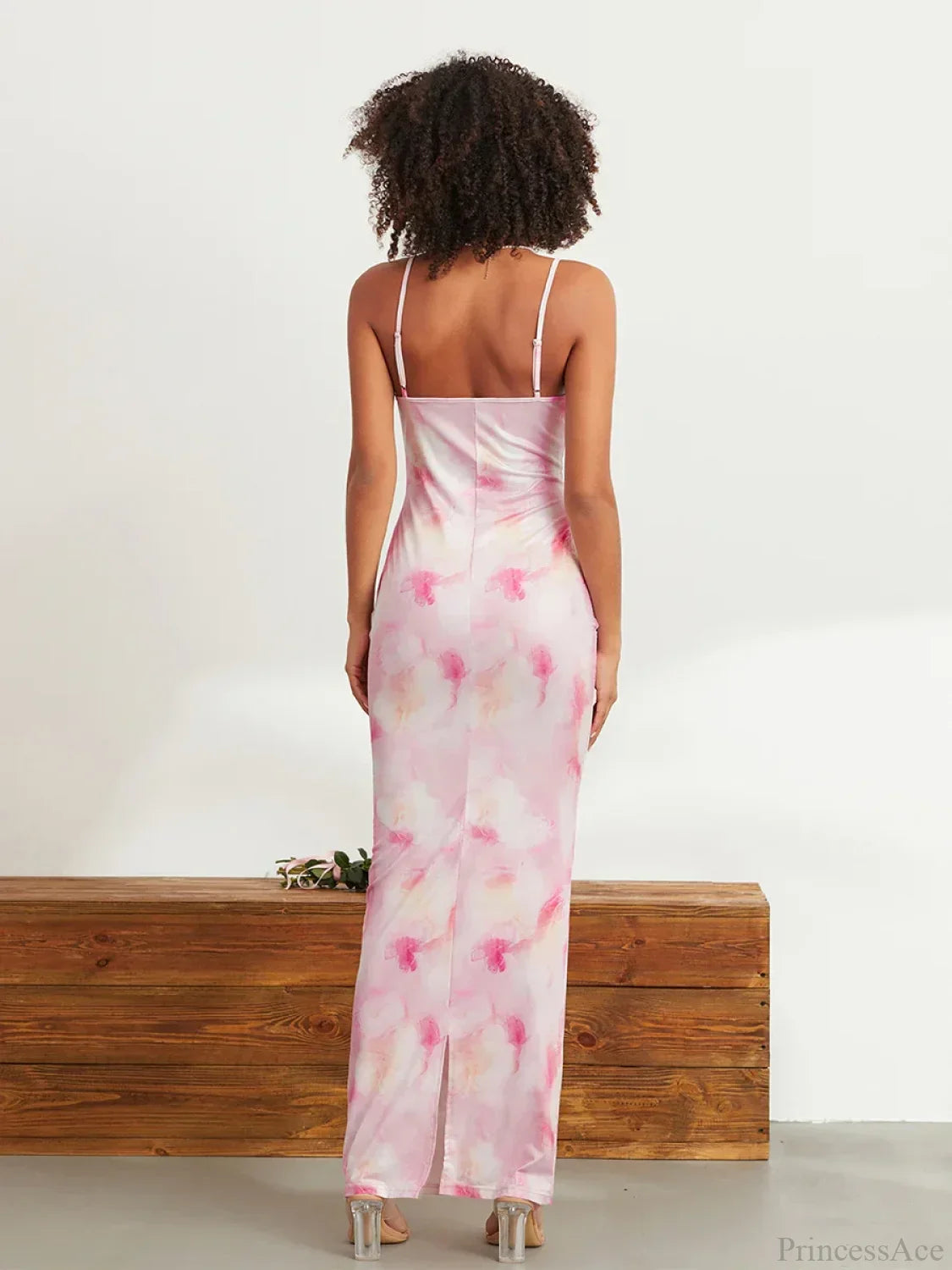 Floral Print Spaghetti Strap Bodycon Wrap Slip Sundress Dress