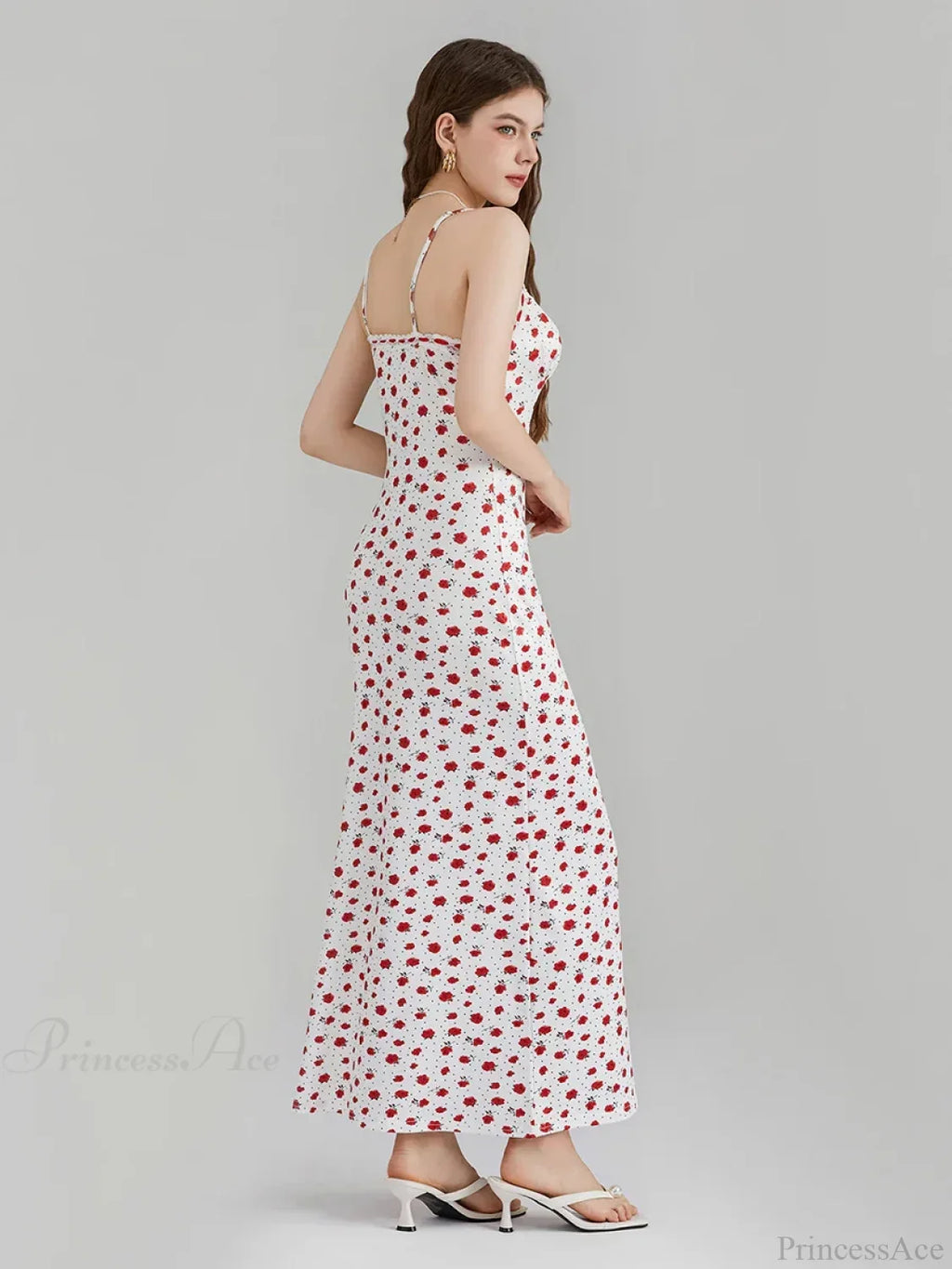 Floral Print Spaghetti Strap Ribbon Tie-Up Slip Vacation Dress