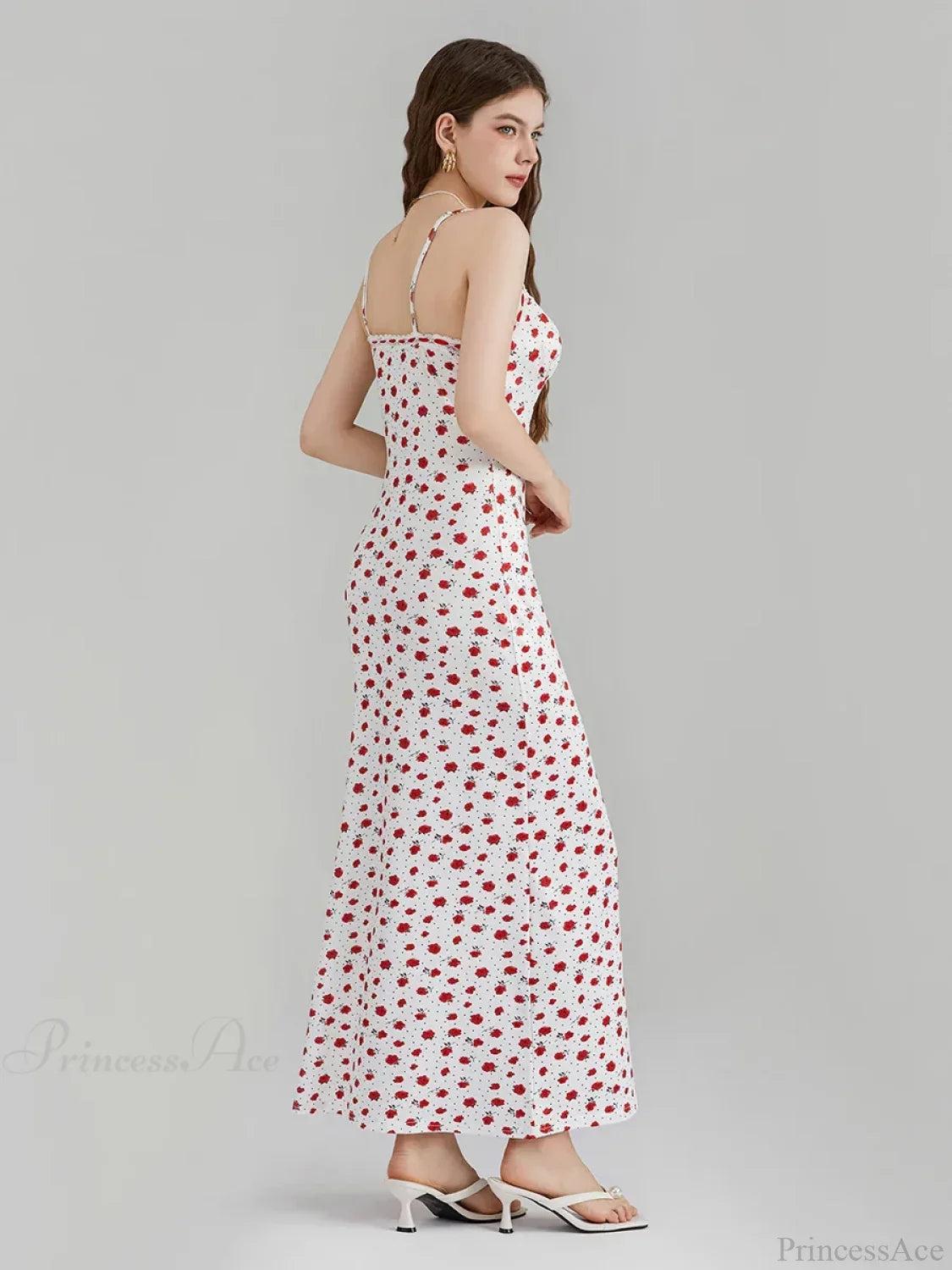 Floral Print Spaghetti Strap Ribbon Tie-Up Slip Vacation Dress