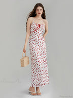 Floral Print Spaghetti Strap Ribbon Tie-Up Slip Vacation Dress
