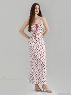 Floral Print Spaghetti Strap Ribbon Tie-Up Slip Vacation Dress