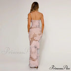 Floral Print Suspender V-Neck Maxi Beach Party Club Bodycon Dress