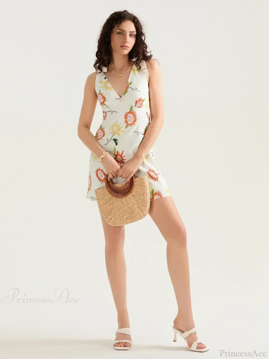 Floral Print Tied Shoulder Backless Sleeveless Mini Vacation Dress