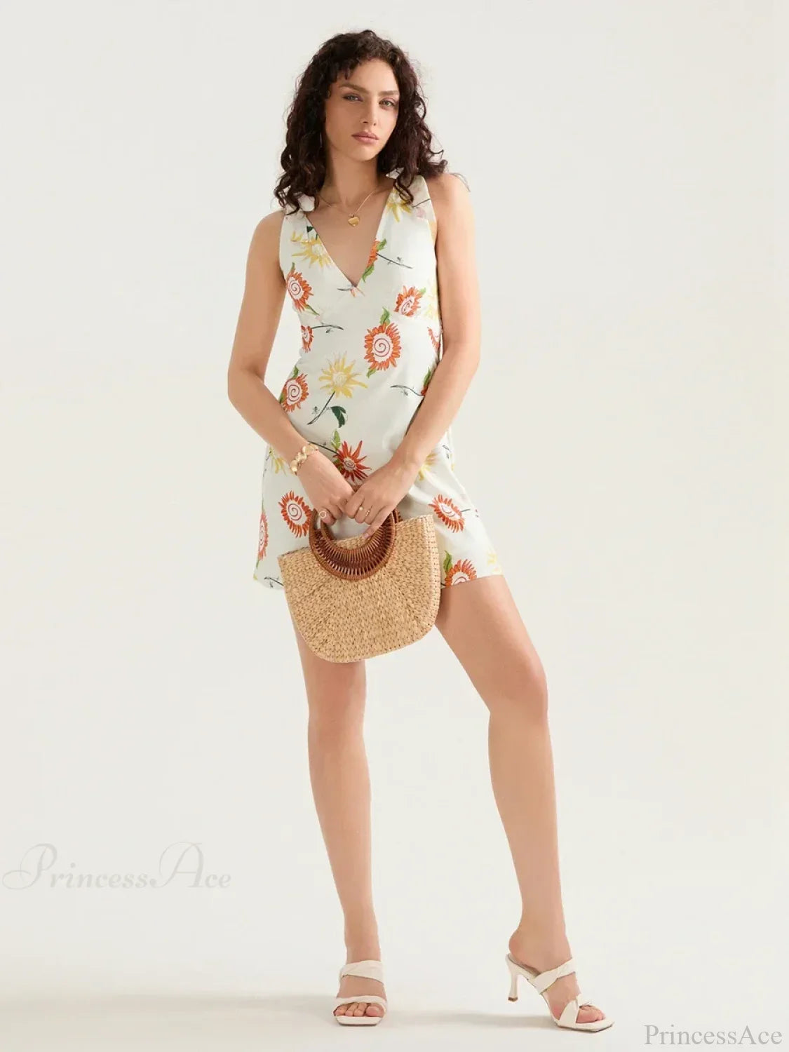 Floral Print Tied Shoulder Backless Sleeveless Mini Vacation Dress