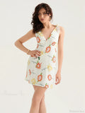 Floral Print Tied Shoulder Backless Sleeveless Mini Vacation Dress