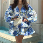 Floral V-Neck Ruffle Mini Dress