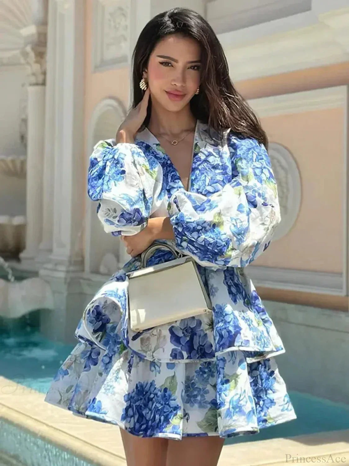 Floral V-Neck Ruffle Mini Dress