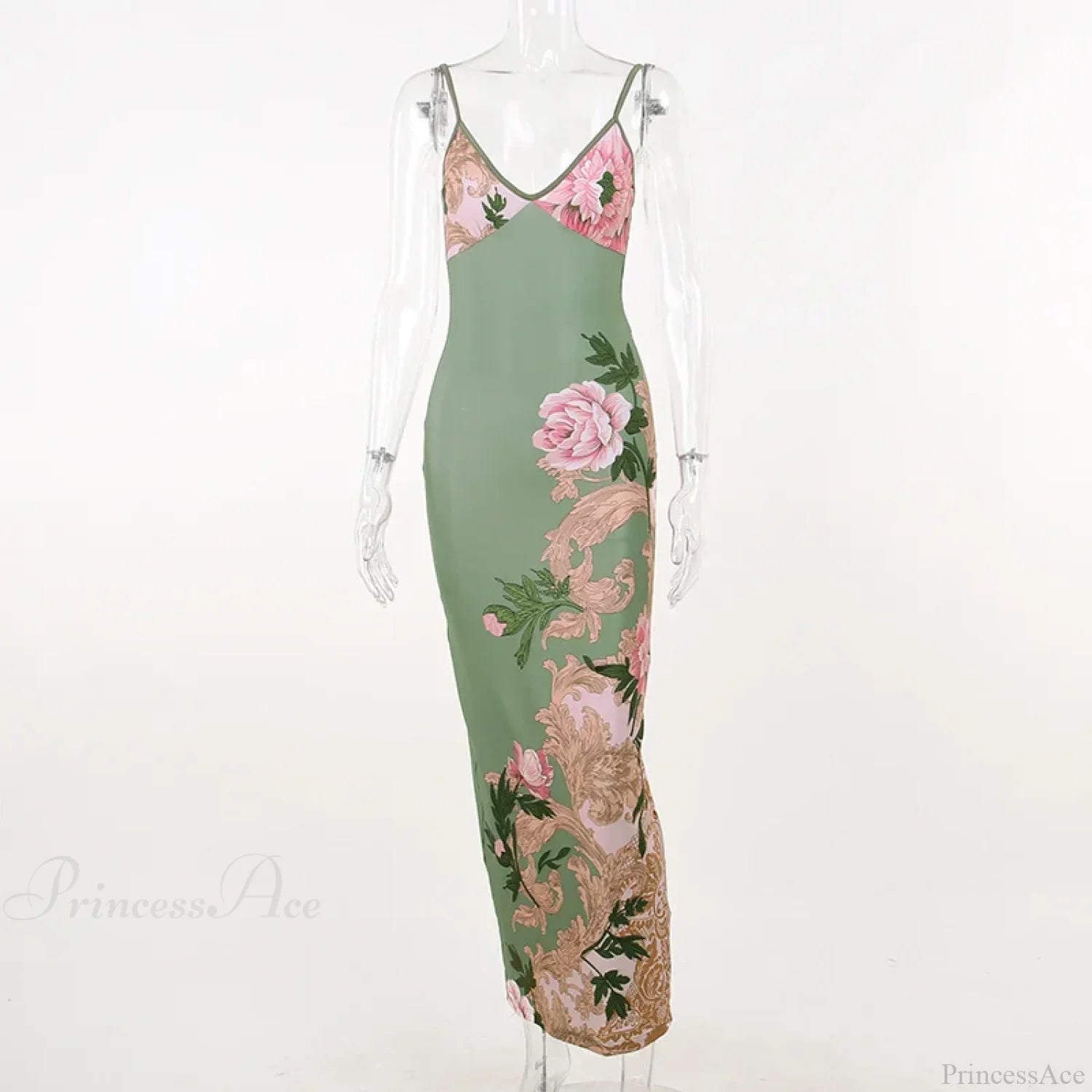 Floral V-Neck Slim Maxi Dress