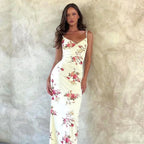 Floral V-Neck Slim Maxi Dress