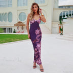 Floral V-Neck Slim Maxi Dress