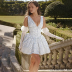 Floral V-Neck Stylish Flare Mini Dress