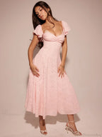 Floral Waist Wrap A-Line Vacation Dress