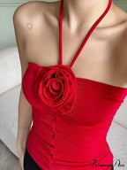 Flower Patchwork Halter Tubes Off Shoulder Backless Tank Women Ruched Black Mini Vests Top