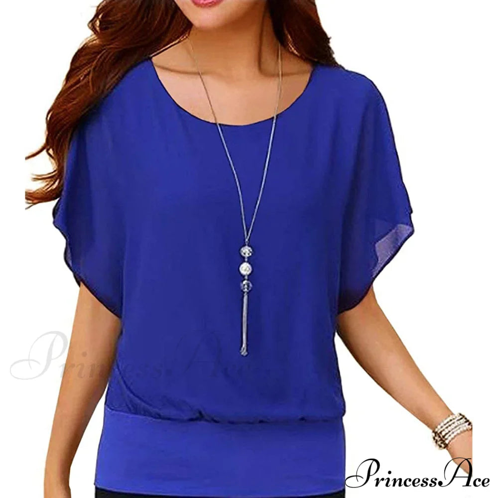 For Chiffon Blouse Casual T-Shirt Top Brief Arm Women