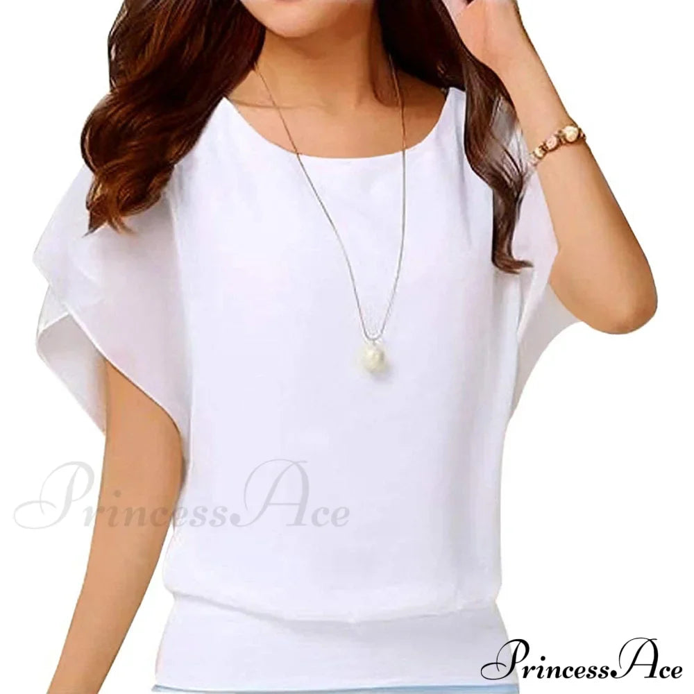 For Chiffon Blouse Casual T-Shirt Top Brief Arm Women