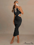 For Gown Figure-Hugging Cutouts Midi Women